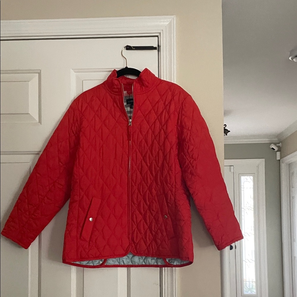 Lands' End Women's Orange Quilted Jacket. Size Med.